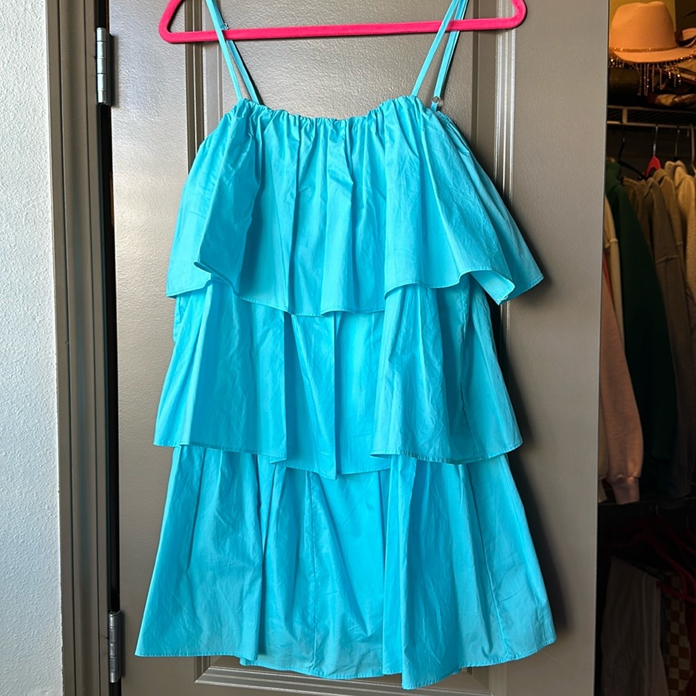 Day + Moon tiered ruffle dress! Robin egg blue